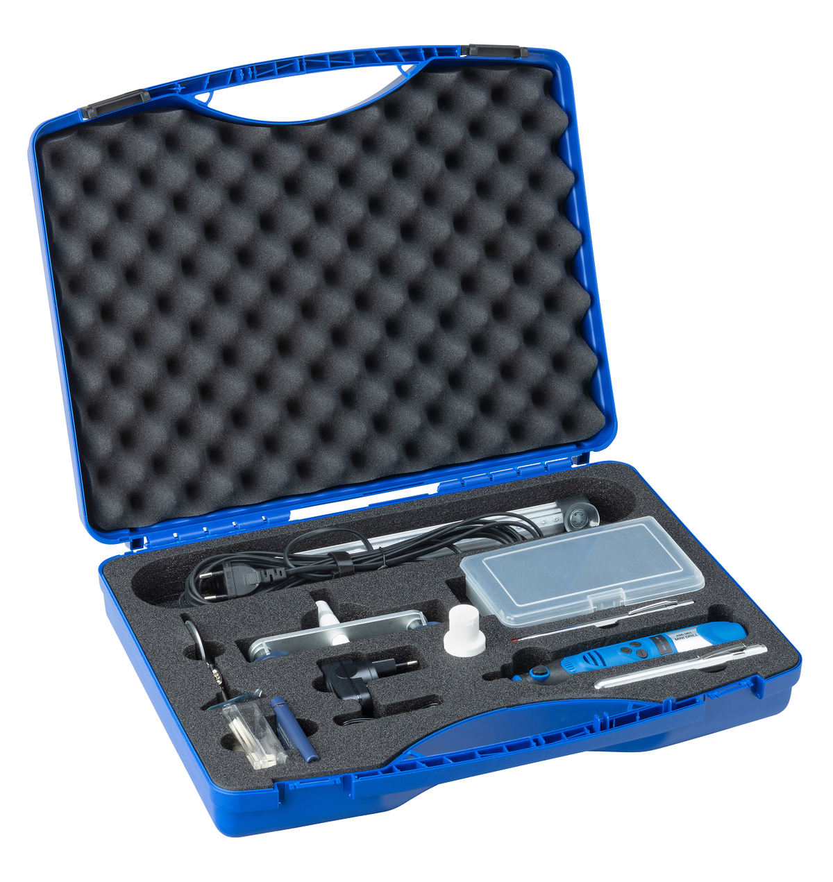 Liqui Moly laminated glass repair system case for workshop tools, includes repair tools and supplies for glass repair.