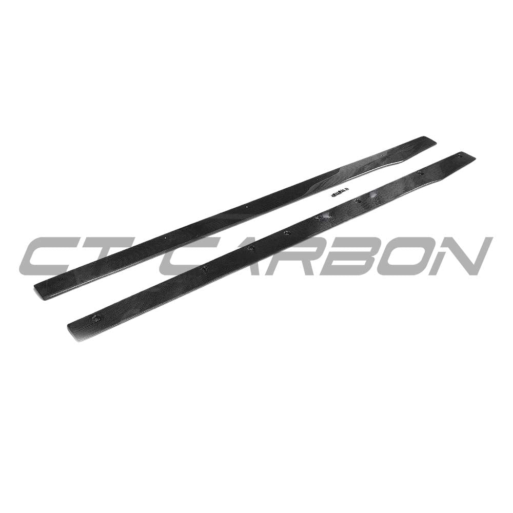Mercedes C63 W205 2015-2018 coupe full carbon fibre side skirt kit by CT Carbon, showcasing sleek, lightweight automotive upgrade.