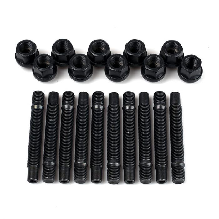 Millway Motorsport M12x1.5 black wheel stud conversion set showing stud design and HEX17 nuts