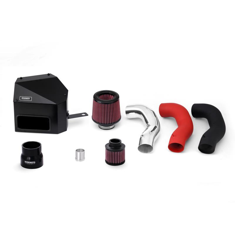 MISHIMOTO performance air intake induction kit for Audi A3 1.8T/2.0T/S3 2015+, showing the black plastic intake components.