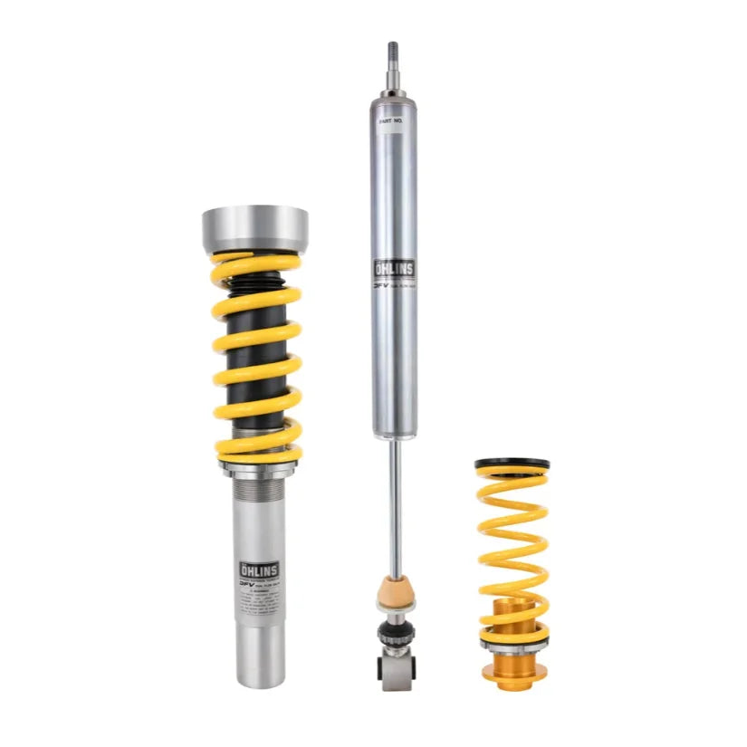 Ohlins Road & Track Coilovers DFV 1-way for Audi A4 S4 A5 S5 B8 2007-2016, TUV approved, showing coilover assembly.