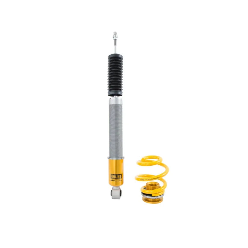 Ohlins Road & Track Coilovers DFV 1-way for BMW M3 E46 2001-2006, showing the adjustable coilover suspension components.