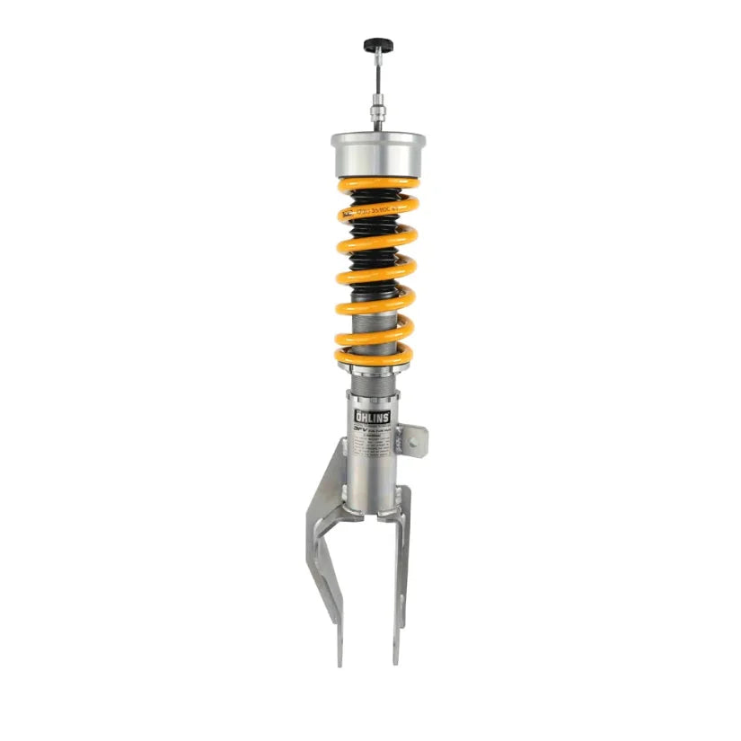 Ohlins Road & Track Coilovers DFV 1-way for Porsche Cayman 718 982, TUV approved, visible coilover suspension components.