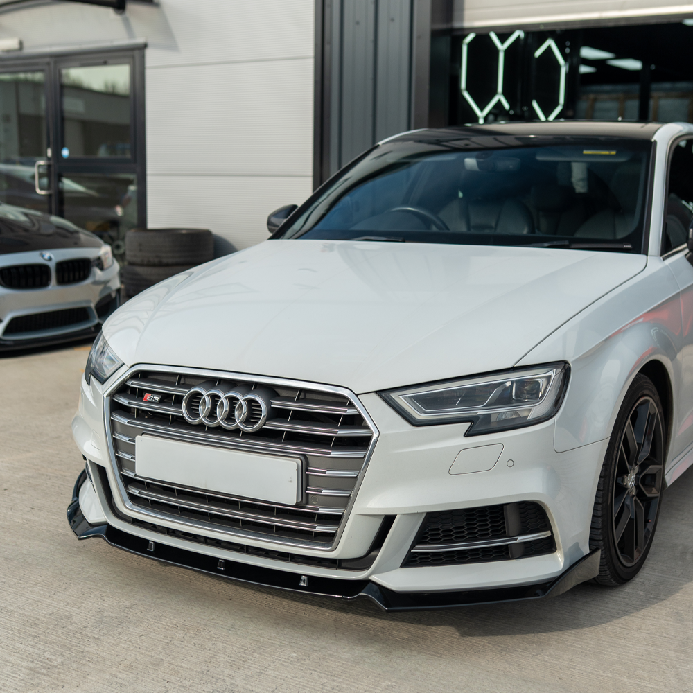 CT Carbon gloss black splitter for Audi A3 S-Line and S3 8V facelift 2017-2020, front automotive splitte