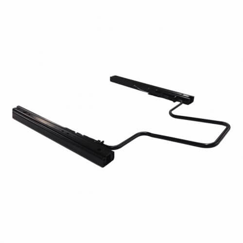 Recaro bucket seat runners for adjustable Recaro bucket seats, shown in black with metal mounting brackets.