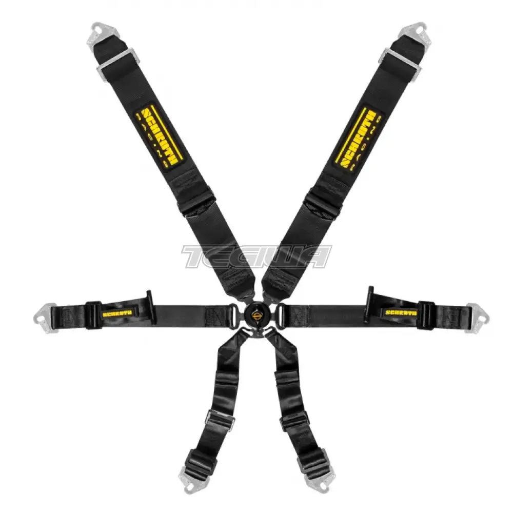 Black Schroth 6 Point Pull Up Profi Harness, a safety accessory with multiple straps for secure racing or motorsport use.