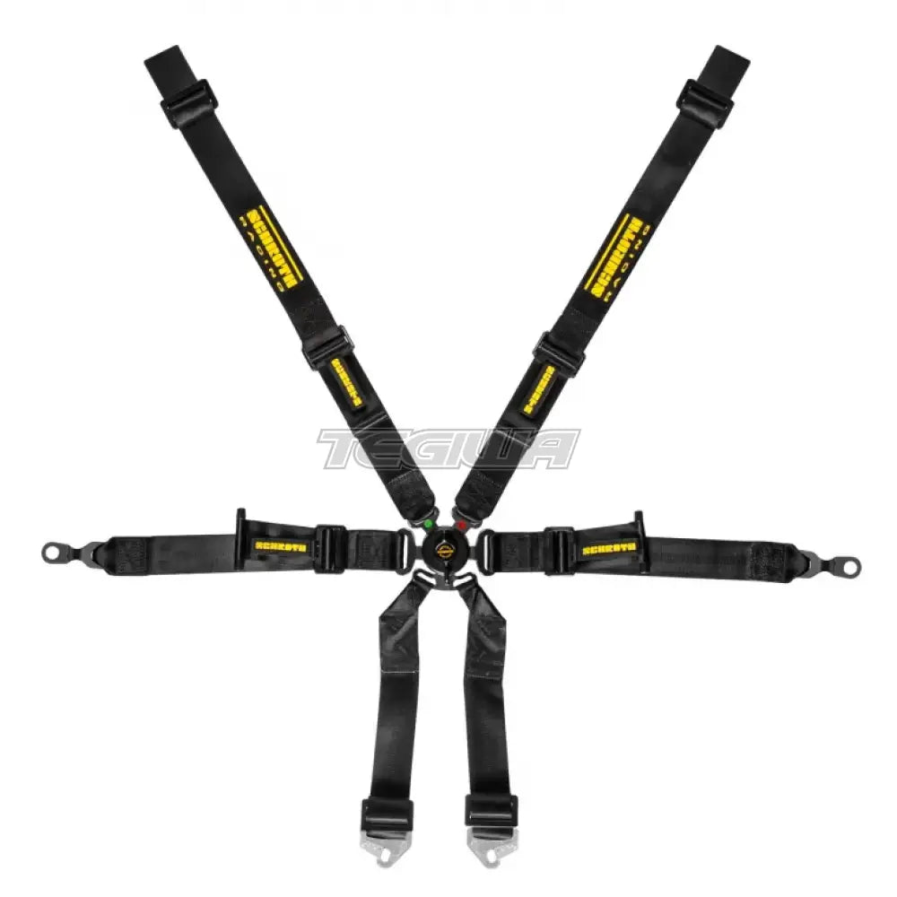 Black Schroth FHR 6-point 2x2 OEM Porsche 996/997 Profi harness for racing and safety in automotive accessories.
