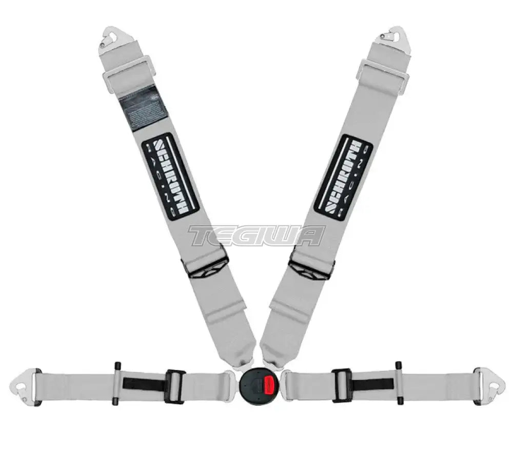 Schroth Profi II-FE ASM lightweight 4-point racing harness in silver, designed for professional automotive safety accessories.