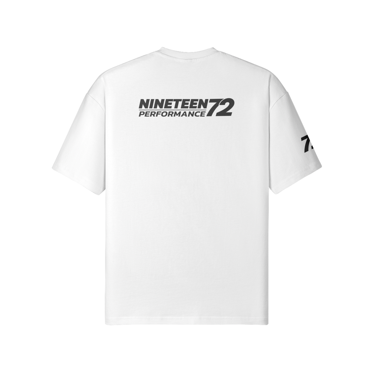 Nineteen72 Performance Track Day T-Shirt in black with sporty logo on front, made of breathable fabric for active wear.