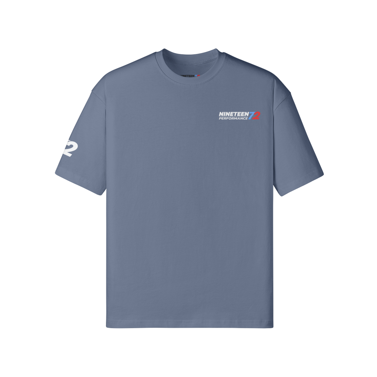 Nineteen72 Performance Trackday T-Shirt in black with white logo, casual fit, cotton fabric, front view.
