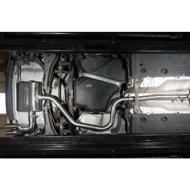 Cobra Sport VW Golf GT MK6 2.0 TDi cat back performance exhaust fitted on a black VW Golf GT MK6 side view
