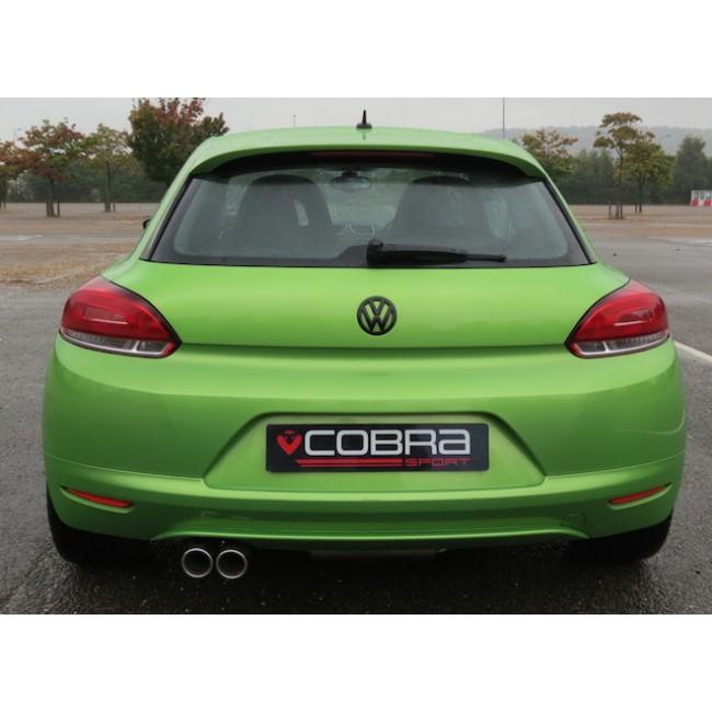 Cobra Sport VW Scirocco 1.4 TSI cat back performance exhaust installed on a 2008-2013 model, showing the polished exhaust tips.