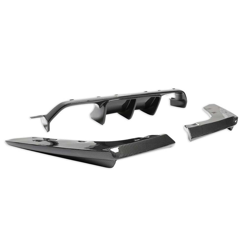BMW M3 M4 F80 F82 F83 2014-2020 CT Carbon dry carbon diffuser with sleek aerodynamic design.