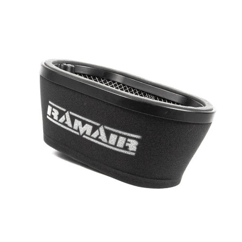 Ramair induction kit with red intake hose, air filter, and heat shield for VW Golf GTI, Audi S3, Seat Leon Cupra, and Skoda Octavia RS