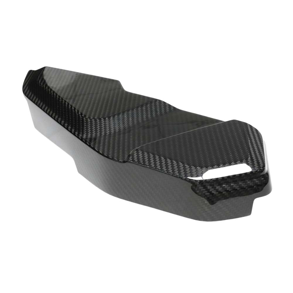 CT Carbon BMW F9X M5 and M8 carbon fibre engine bay trim, left side accessory with textured carbon finish and detailed design.