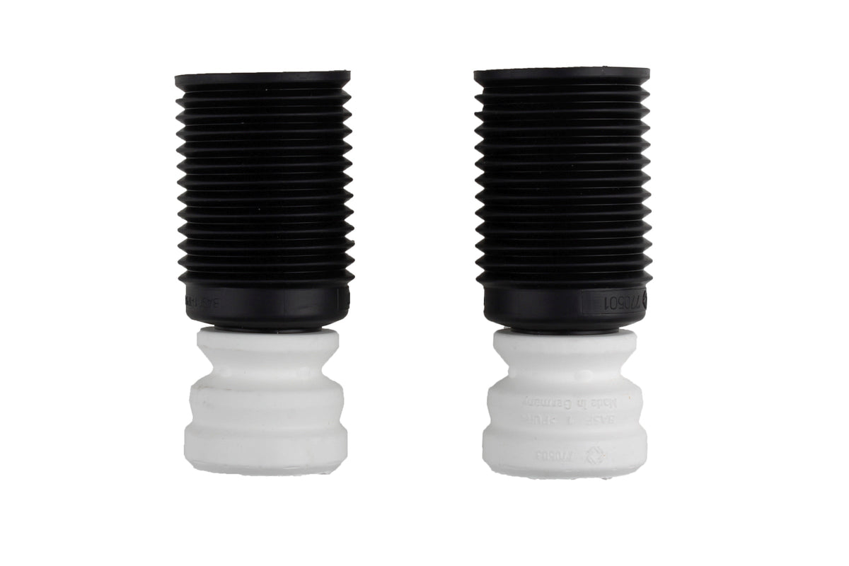 Bilstein B1 rear bump stops and dust covers for BMW X3 F25 and X4 F26, vehicle suspension components.