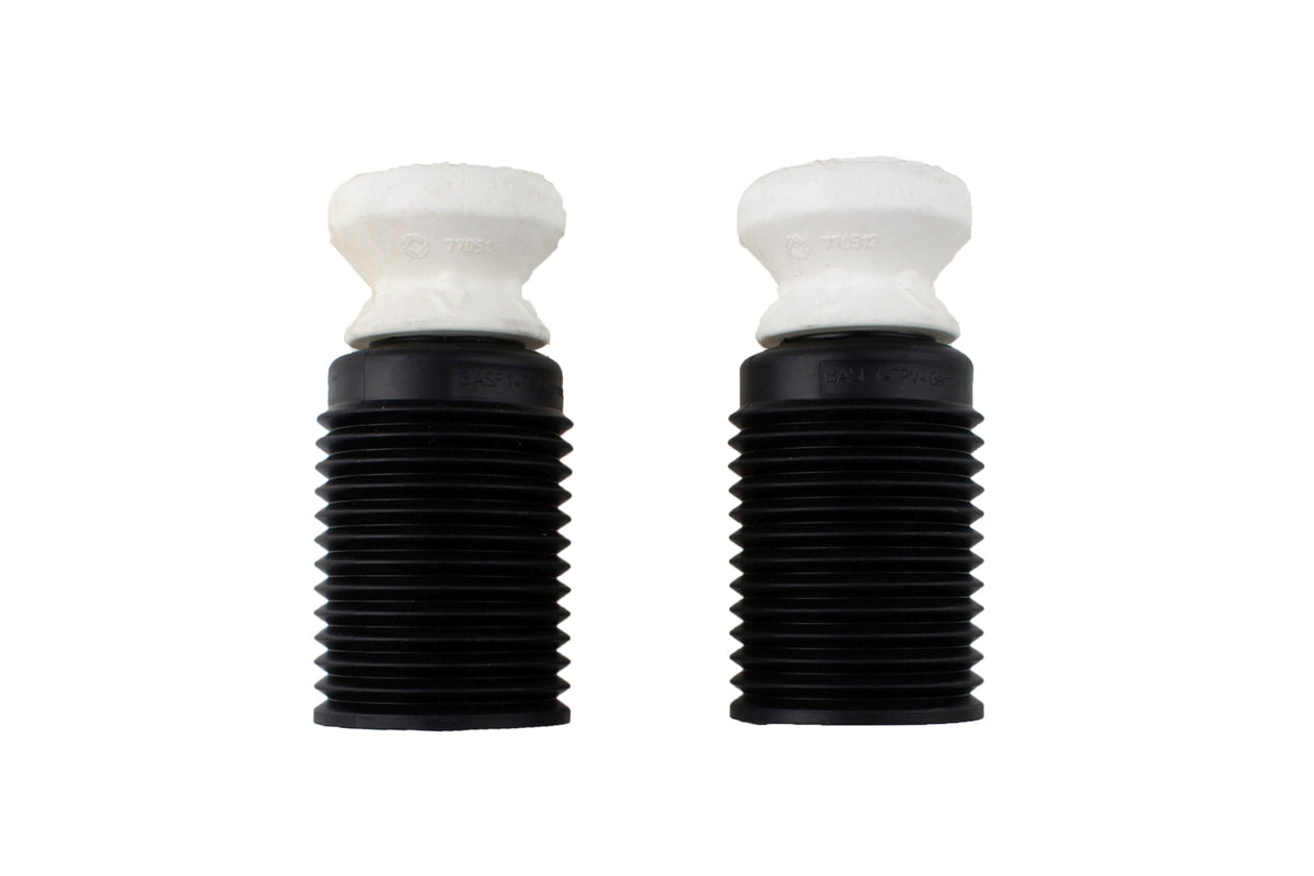 Bilstein B1 front bump stops and dust covers for BMW 5 Series F07, F10, F18 models, showing the replacement parts and components.