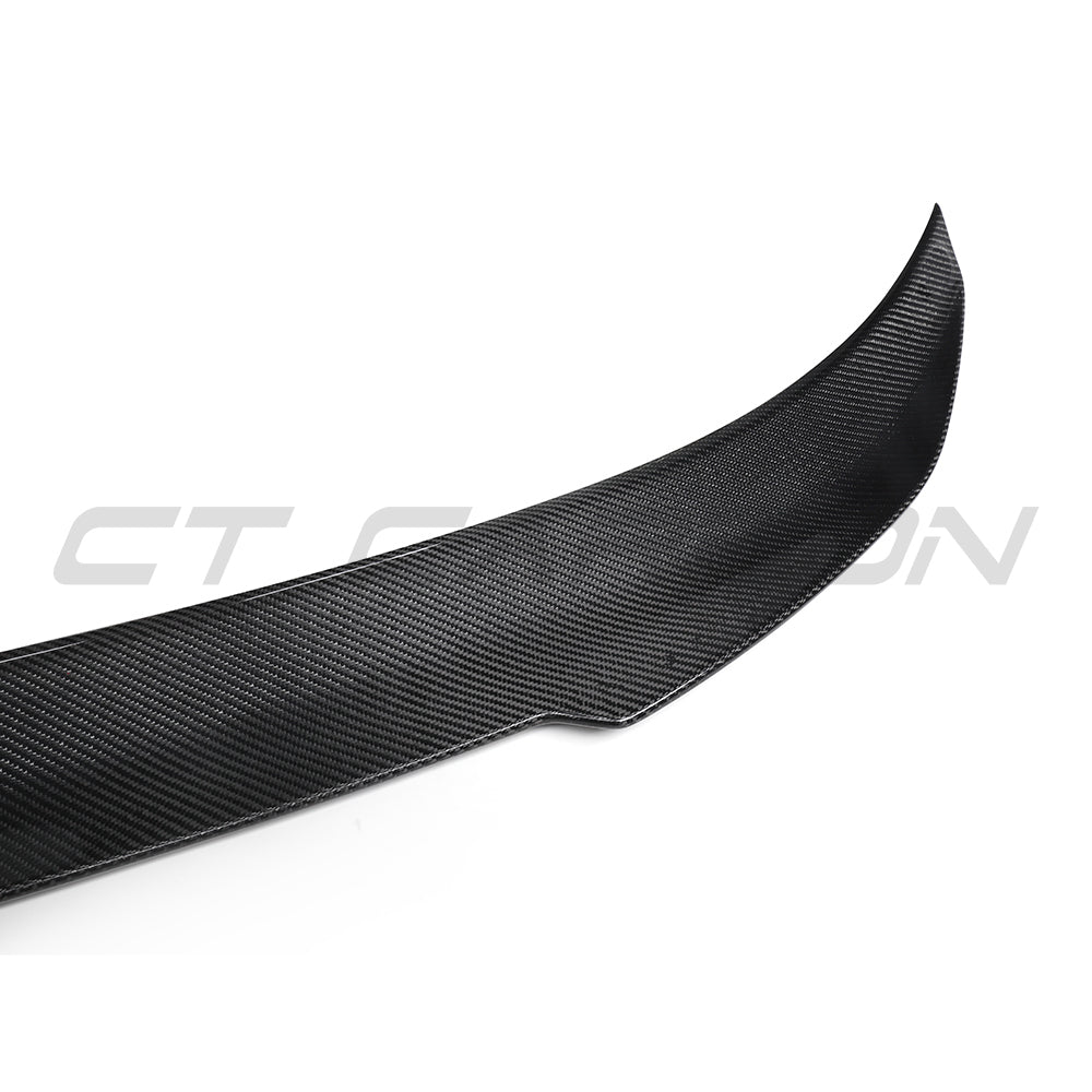 BMW 8 Series and M8 G16/F93 carbon fibre spoiler by CT Carbon, showing sleek aerodynamic design and glossy finish.
