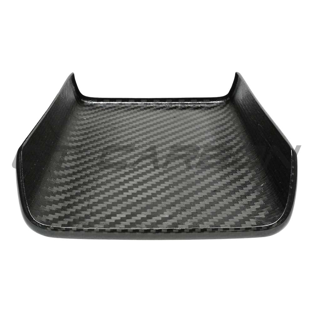 CT Carbon Tesla Model Y 2025+ facelift dry carbon armrest cover, sleek automotive interior accessory with textured carbon finish.