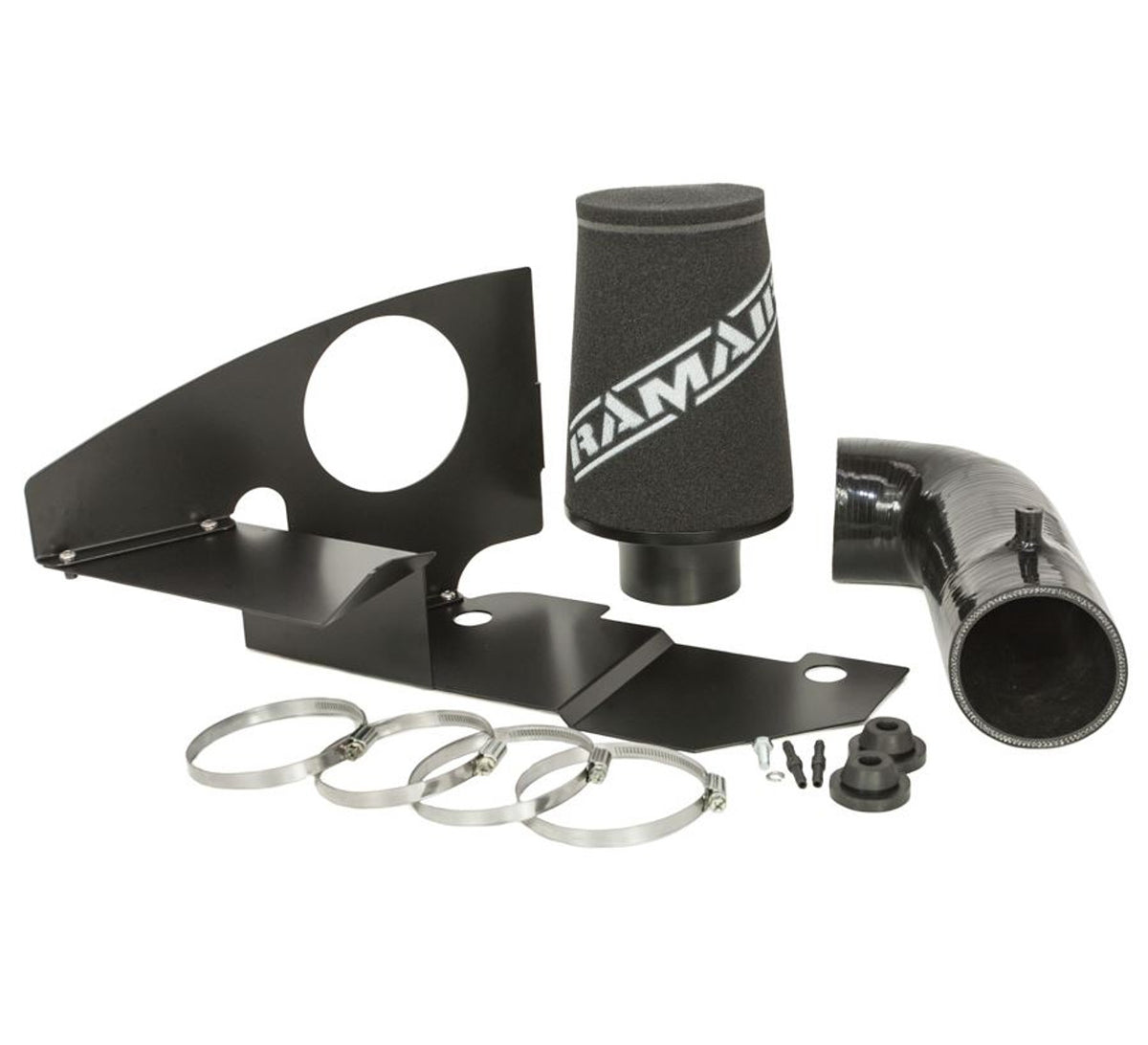 Ramair performance foam air filter and heat shield induction kit installed in a VW Golf, Audi, or Seat with 1.9 or 2.0 TDI engine.