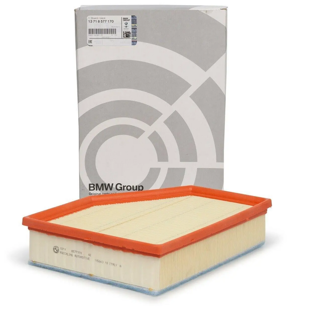 Genuine BMW G Series panel air filter for G01, G02, G03, G05, G06, G07, G30, G31 models, clean and new.
