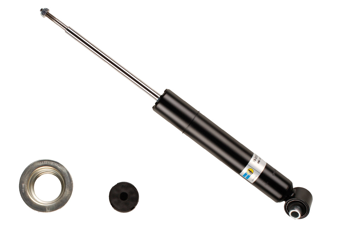 Bilstein B4 rear shock absorber for BMW 5 Series E28 and 6 Series E24, showing the metal body and mounting points.