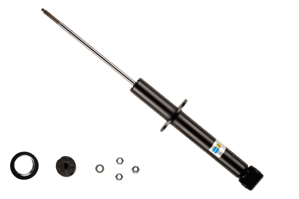 Bilstein B4 rear shock absorber for Volkswagen Polo, showing the black metal coil spring and mounting components.