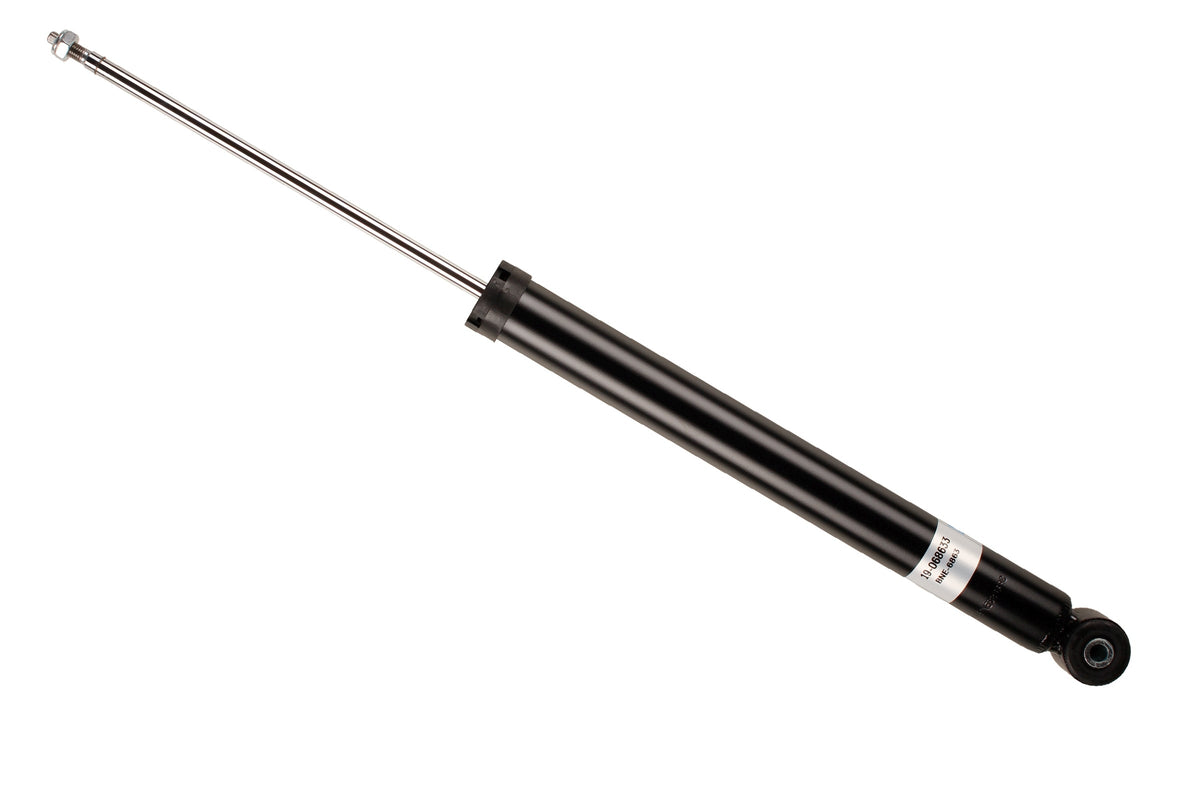 Bilstein B4 rear shock absorber for Volkswagen Golf IV, Bora, and Skoda Octavia, showing the metal body and mounting hardware.
