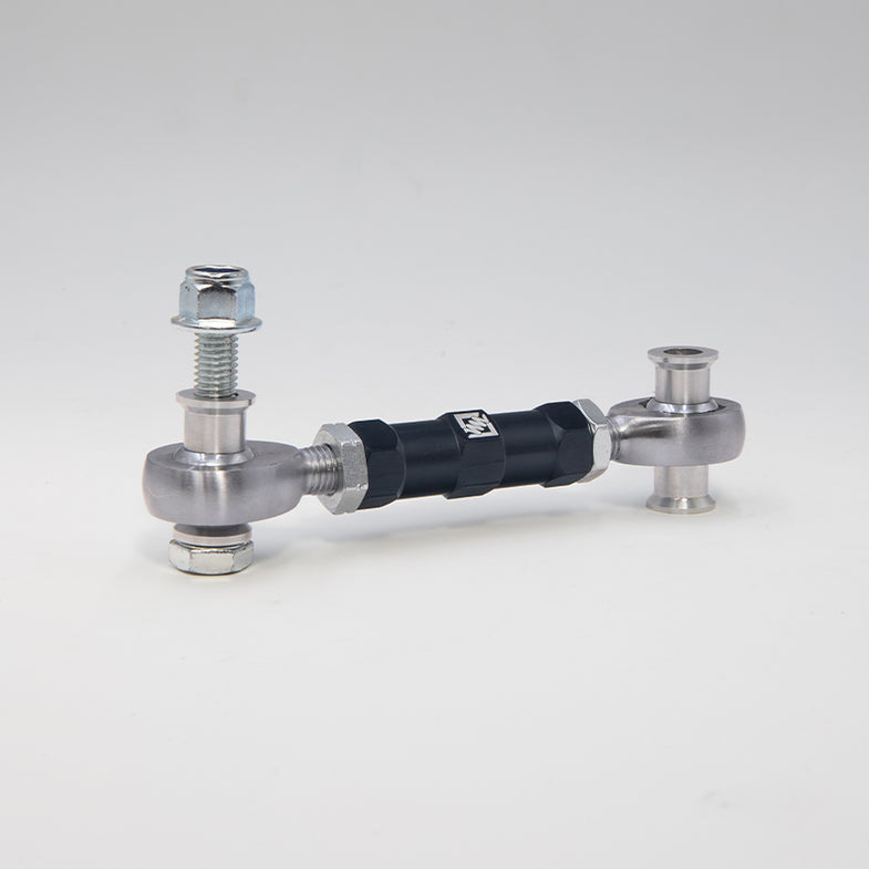 Suspension Secrets adjustable rear drop links for BMW G87 M2, automotive suspension linkage with metal bushings and connectors.