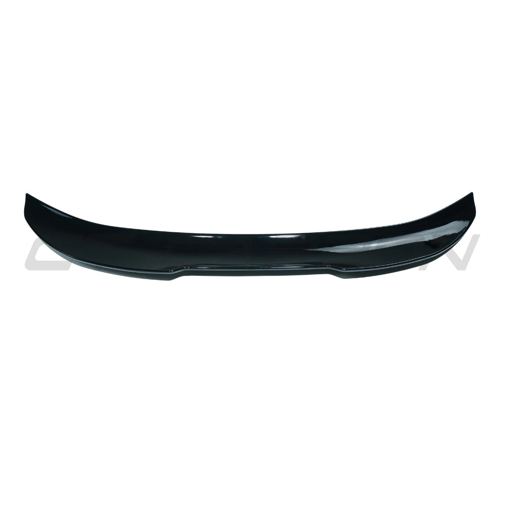 BMW 3 Series M3 E92 2007-2013 CT Carbon gloss black spoiler mounted on rear of vehicle, showcasing sleek aerodynamic design.