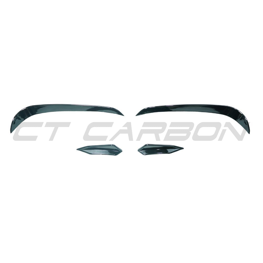 Gloss black canards for Volkswagen Golf R MK7 2013-2017 by CT Carbon, shown installed on the car's front sides.