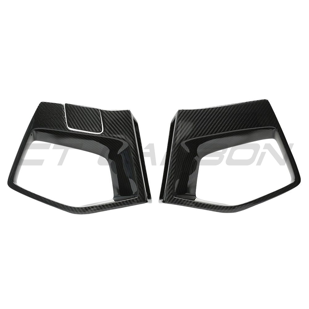 Carbon fibre front bumper middle trim for BMW X3M and X4M F97/F98 LCI models by CT Carbon, showcasing a sleek, textured automotive accessory.