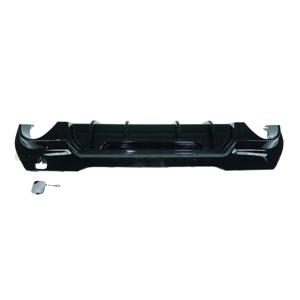 BMW F40 1 Series 2019-2024 CT Carbon gloss black diffuser with dual exhaust outlets for sporty rear styling.