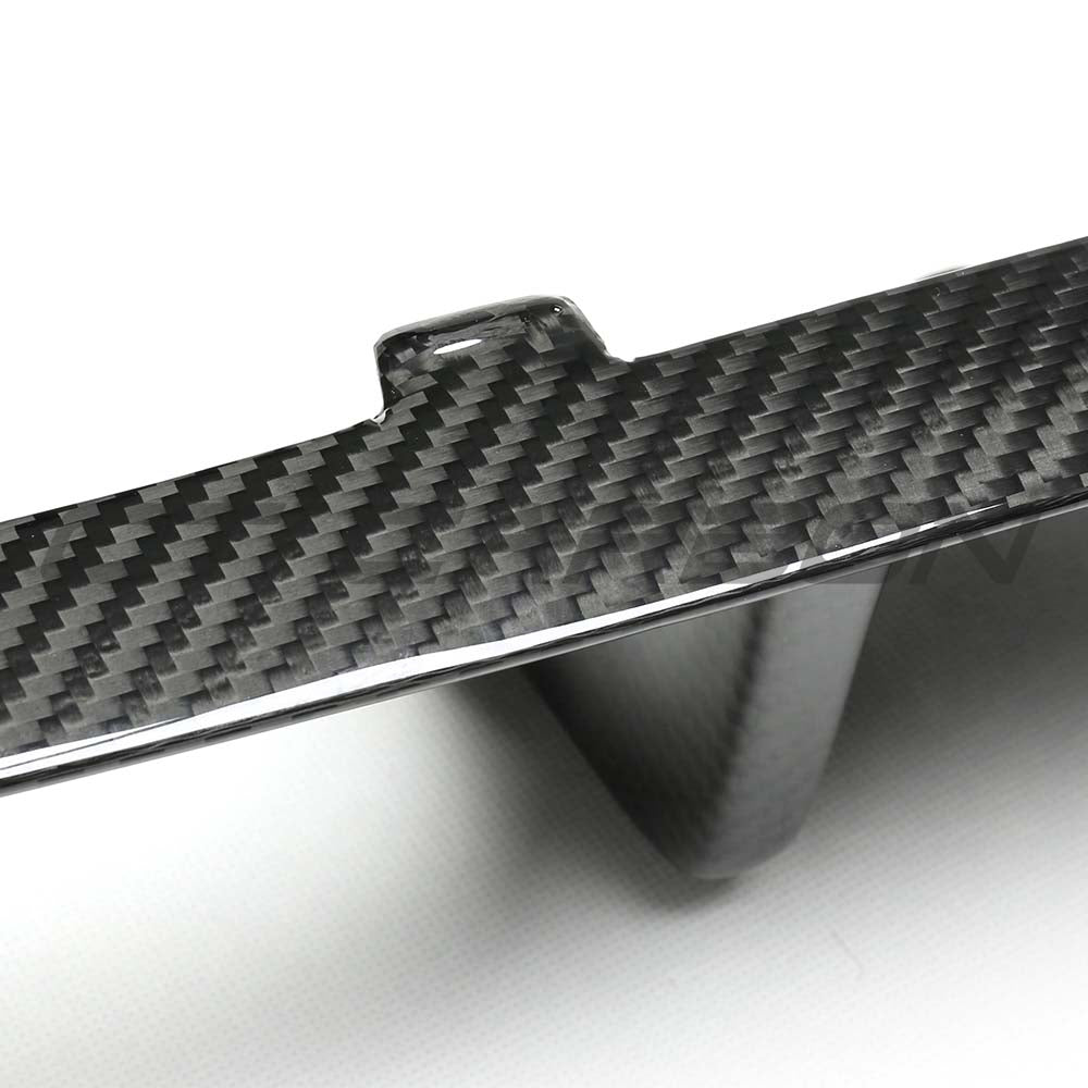 BMW M3 M4 F80 F82 F83 2014-2020 CT Carbon dry carbon fibre diffuser, V6 design, shown installed on vehicle rear bumper.