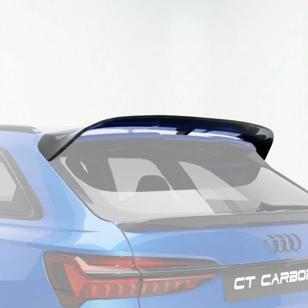 CT Carbon RS6 C8 Avant spoiler with carbon fiber finish, designed for aerodynamic enhancement and sporty styling.