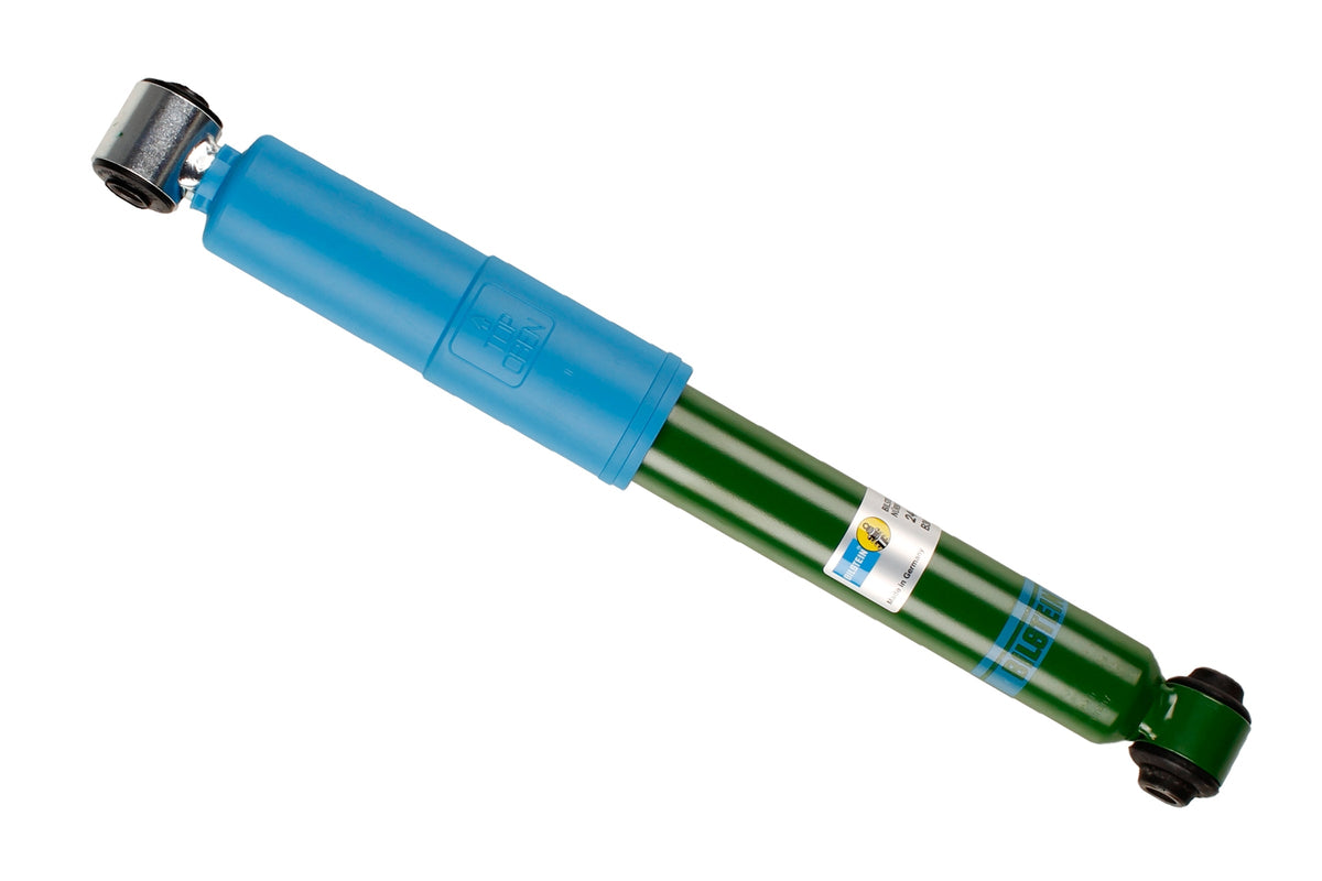 Bilstein B6 rear shock absorber for Porsche 924 and 944 models, showing the durable coil and mounting components.