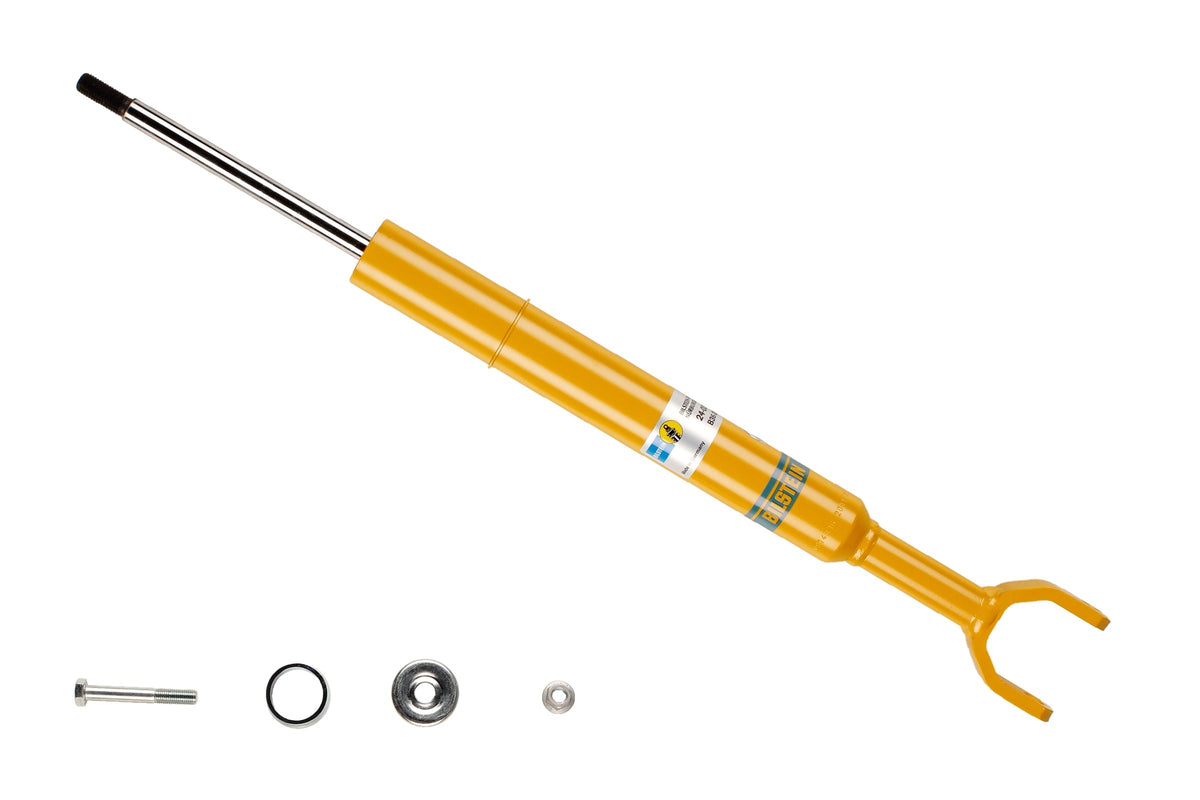 Bilstein B8 front shock absorber for Audi A4, A6, and Volkswagen Passat, showing the black shock unit with mounting components.