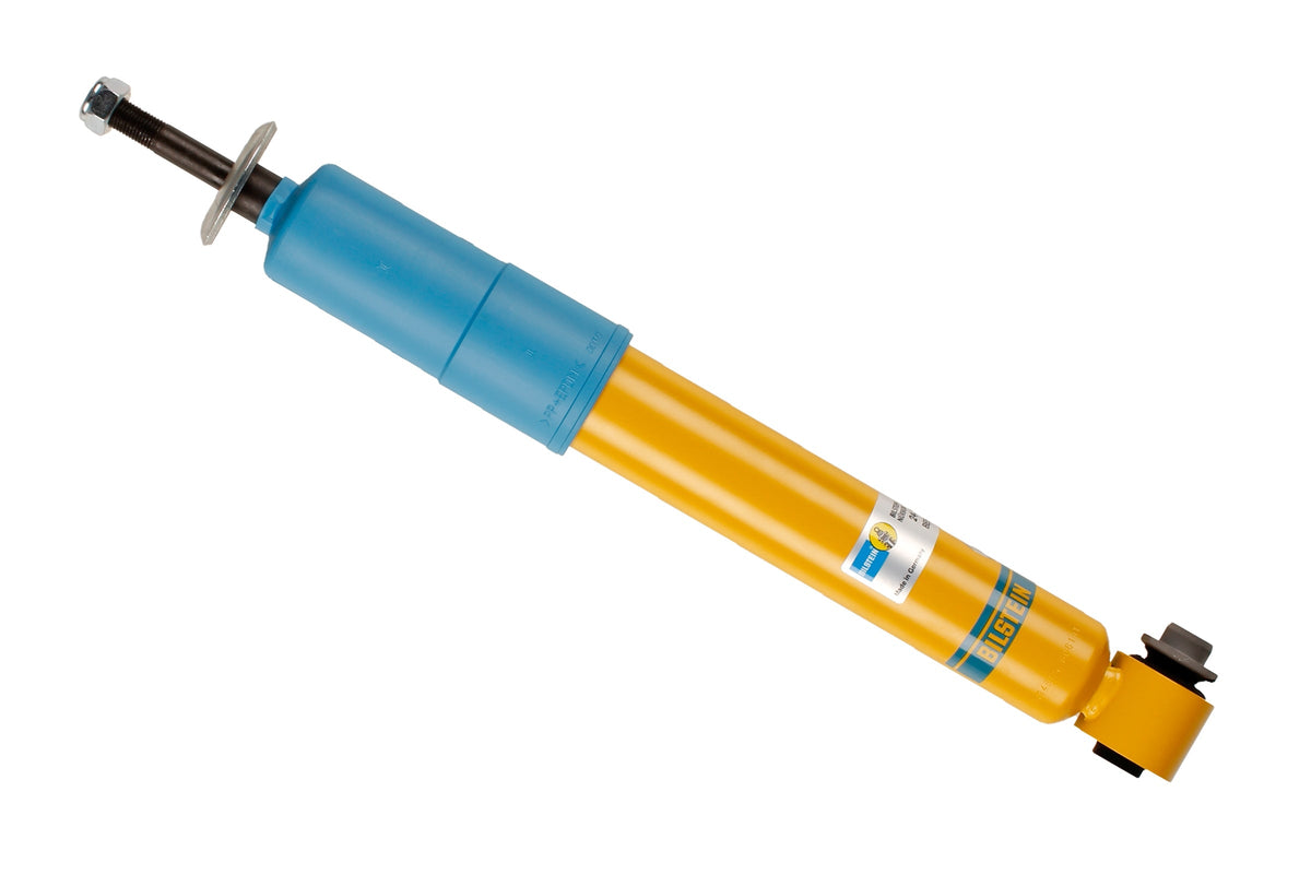 Bilstein B6 rear shock absorber for BMW 5 Series E39, showcasing its durable metal construction and mounting points.