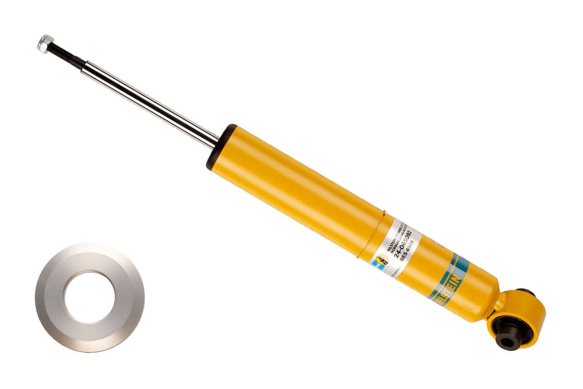 Bilstein B6 rear shock absorber for Audi A6, showing the durable shock absorber component with mounting hardware.