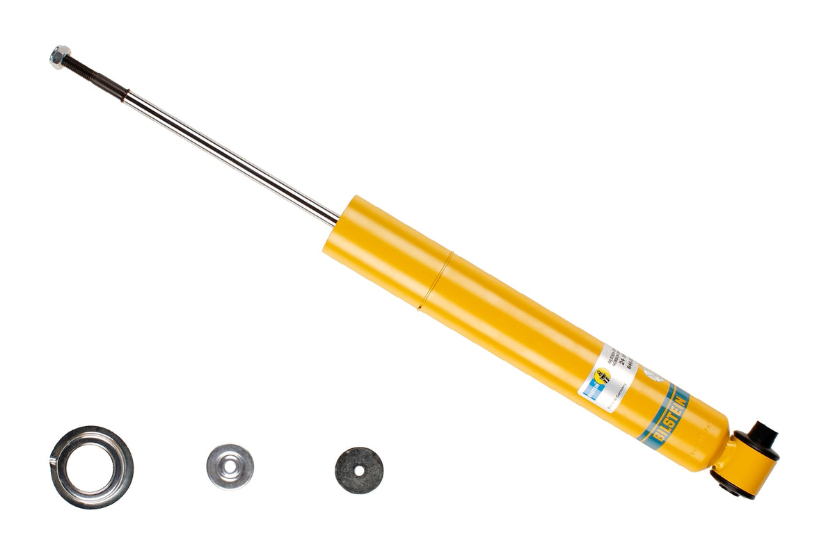 Bilstein B6 rear shock absorber for Volkswagen Polo and Audi 50 Sport, showcasing the shock unit with mounting components.
