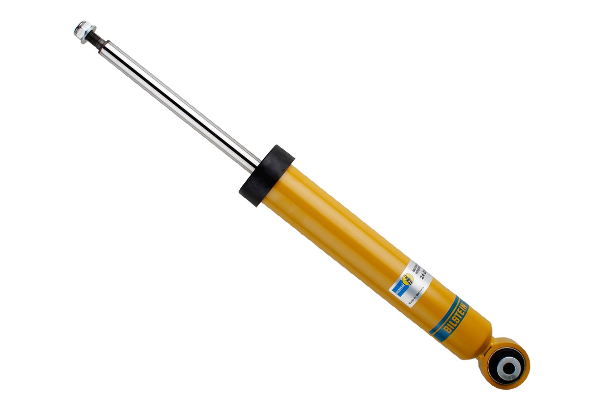 Bilstein B6 shock absorber for Volkswagen ID.4, showing the metal cylinder and mounting components in a close-up image.