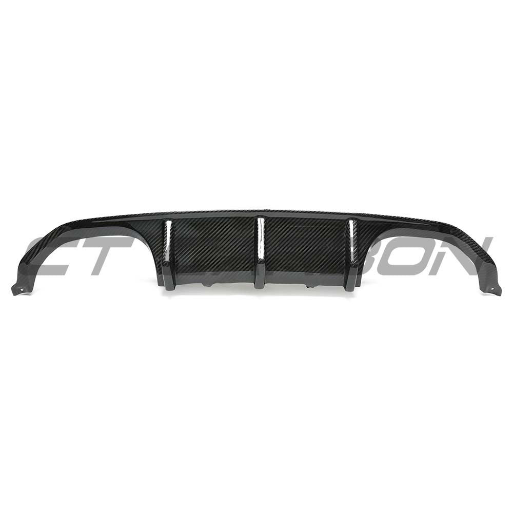BMW M3 M4 F80 F82 F83 2014-2020 CT Carbon dry carbon fibre diffuser, V6 design, showcasing aerodynamic rear car component