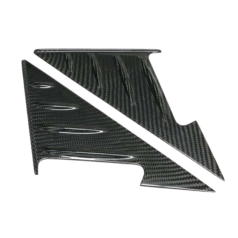 BMW G22/G23/G26 4 Series dry carbon fiber mirror pillar trim accessory by CT Carbon, shown on vehicle mirror pillar.