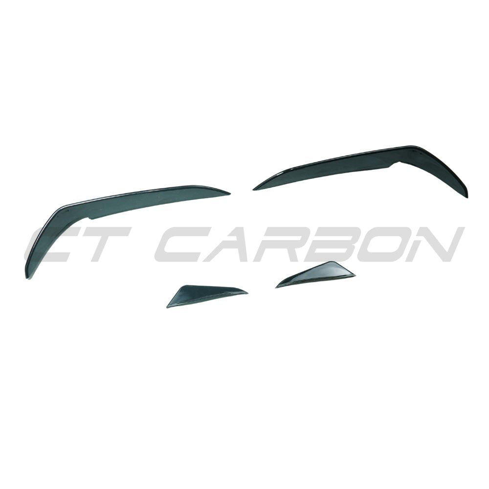 Gloss black front bumper canards for Volkswagen Golf GTI/GTD MK7/7.5 2017-2020 by CT Carbon, designed for sporty enhancement.