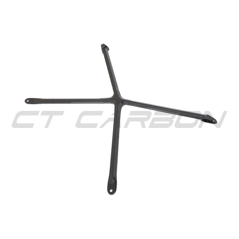 CT Carbon Audi R8 coupe 2015-2024 carbon fibre strut brace, close-up of lightweight performance car accessories.