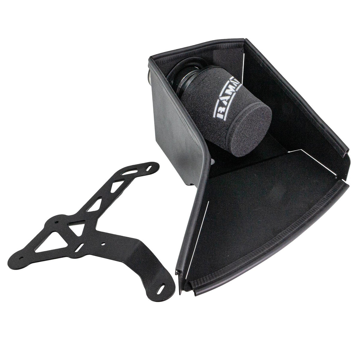 Ramair cone air filter induction kit for Audi TT 8J 2.0 engine, showing the black cone filter and intake hose assembly.