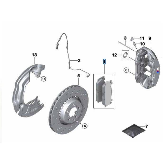Genuine BMW M2 Competition front brake discs and pads kit, 400x36mm, with brake pads and high-performance brake discs.