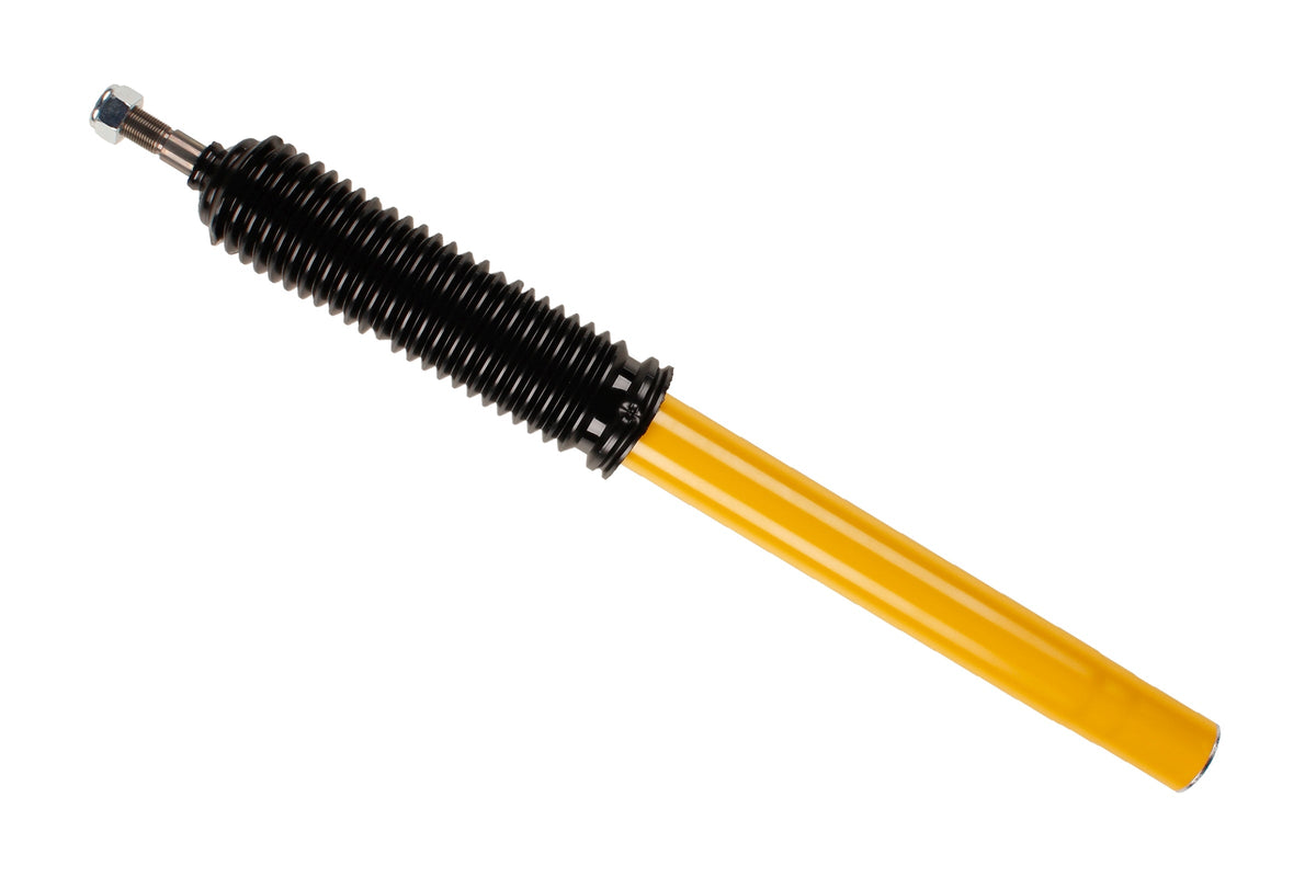 Bilstein B6 shock absorber insert for BMW E12, showing the durable metal coil and shock body in a close-up view.