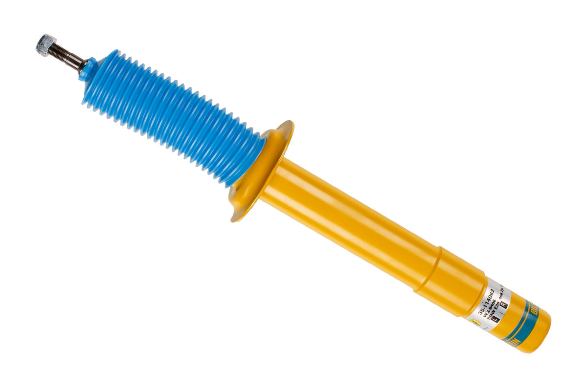 Bilstein B6 shock absorber for BMW 5 Series E39, model 35-114062, showing the metal shock body and mounting components.