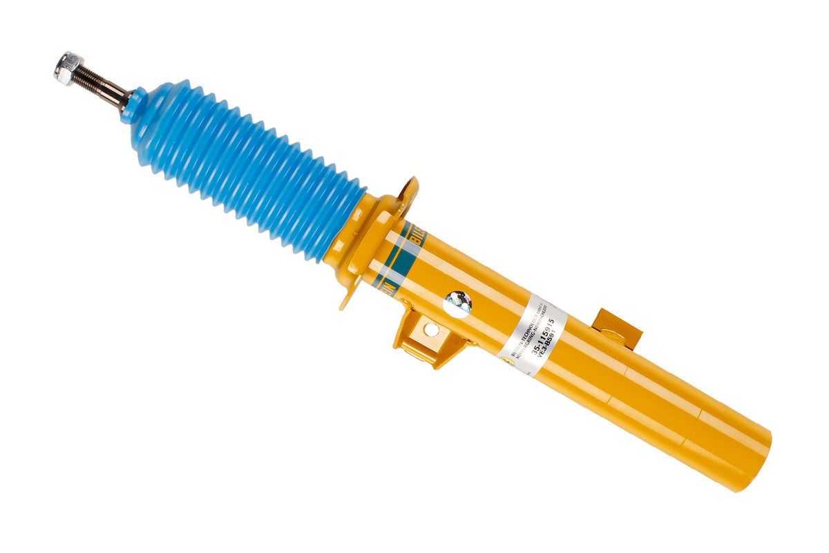 Bilstein B6 shock absorber for BMW 1 Series (E87), model VR, part number 35-115915, showing the metal body and mounting points.